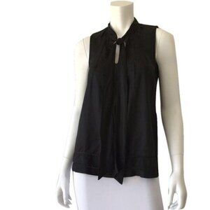 Generra Black Silky Front Tie Blouse